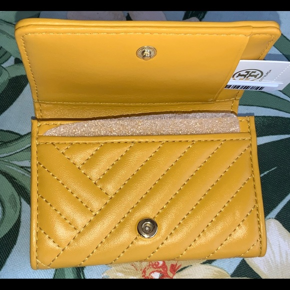 Tory Burch Yellow Leather Mini Wallet - Picture 14 of 16